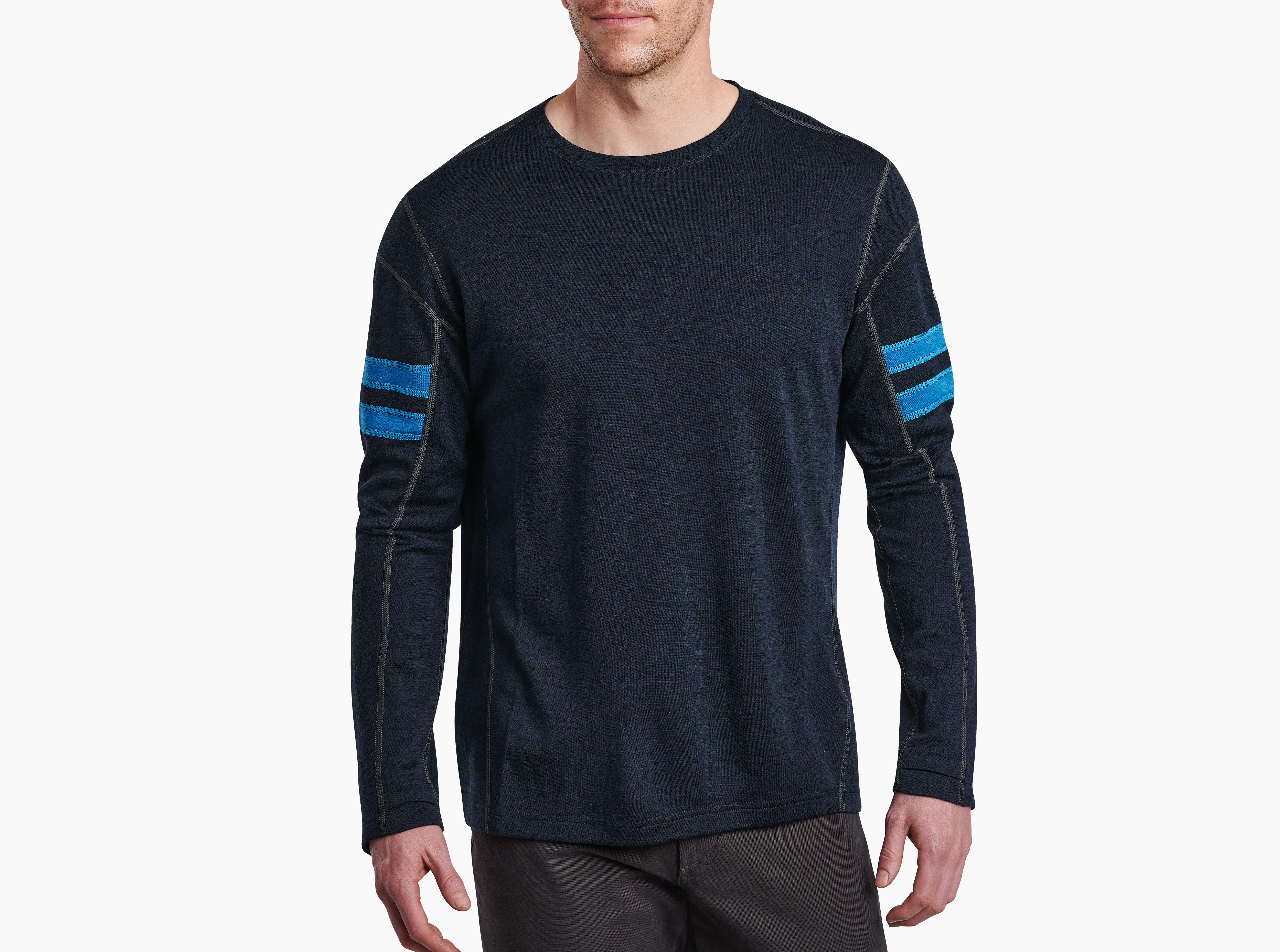 Kuhl Arden Long Sleeve Wool Blend Activewear Shirt Blue Cove