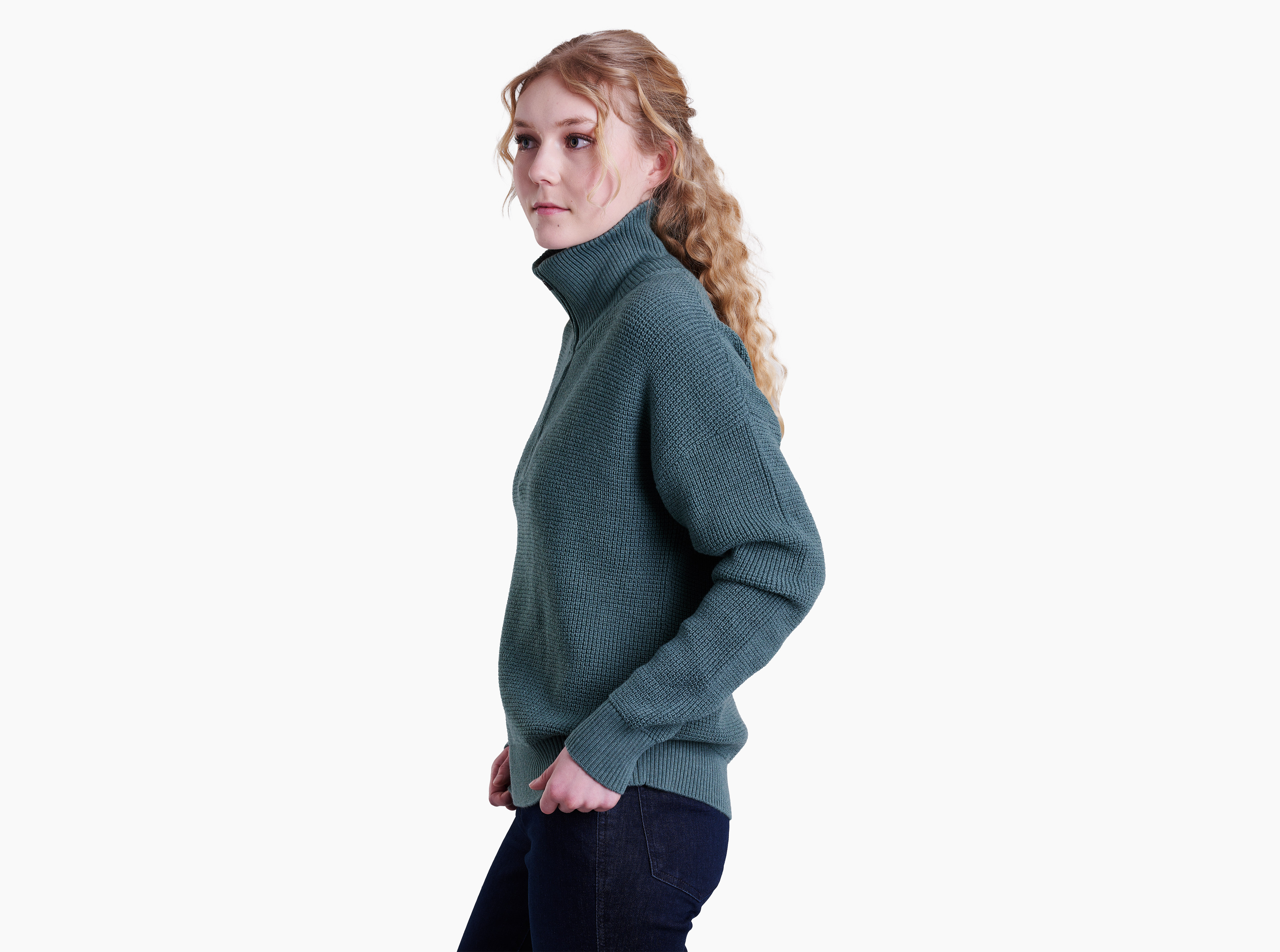 Kuhl Women Long Sweater Full Zip Gray Heather Shearling Collar