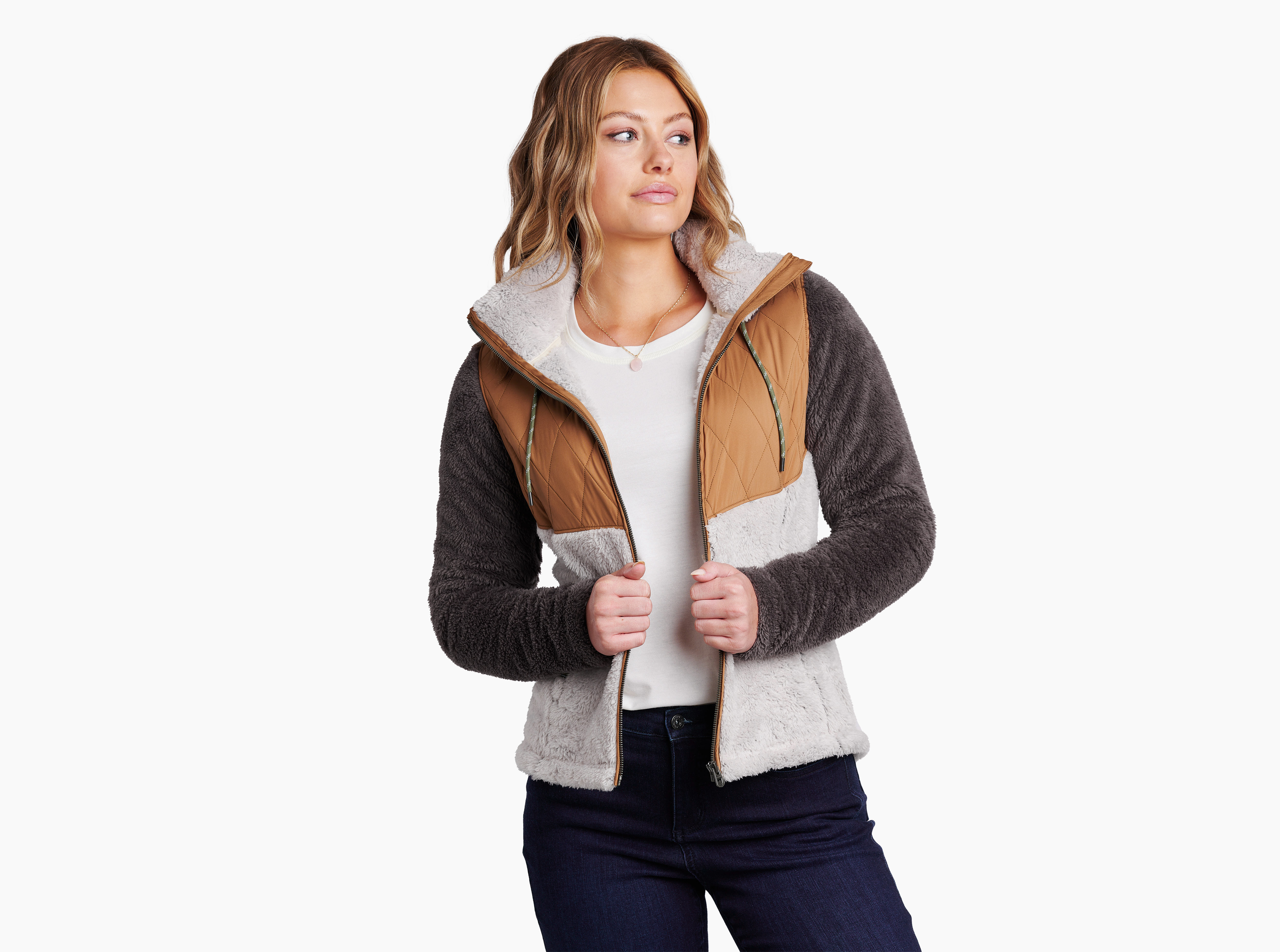 KUHL Flight Jacket Stone Italian Fleece hooded full zip luxury WOMENS XS