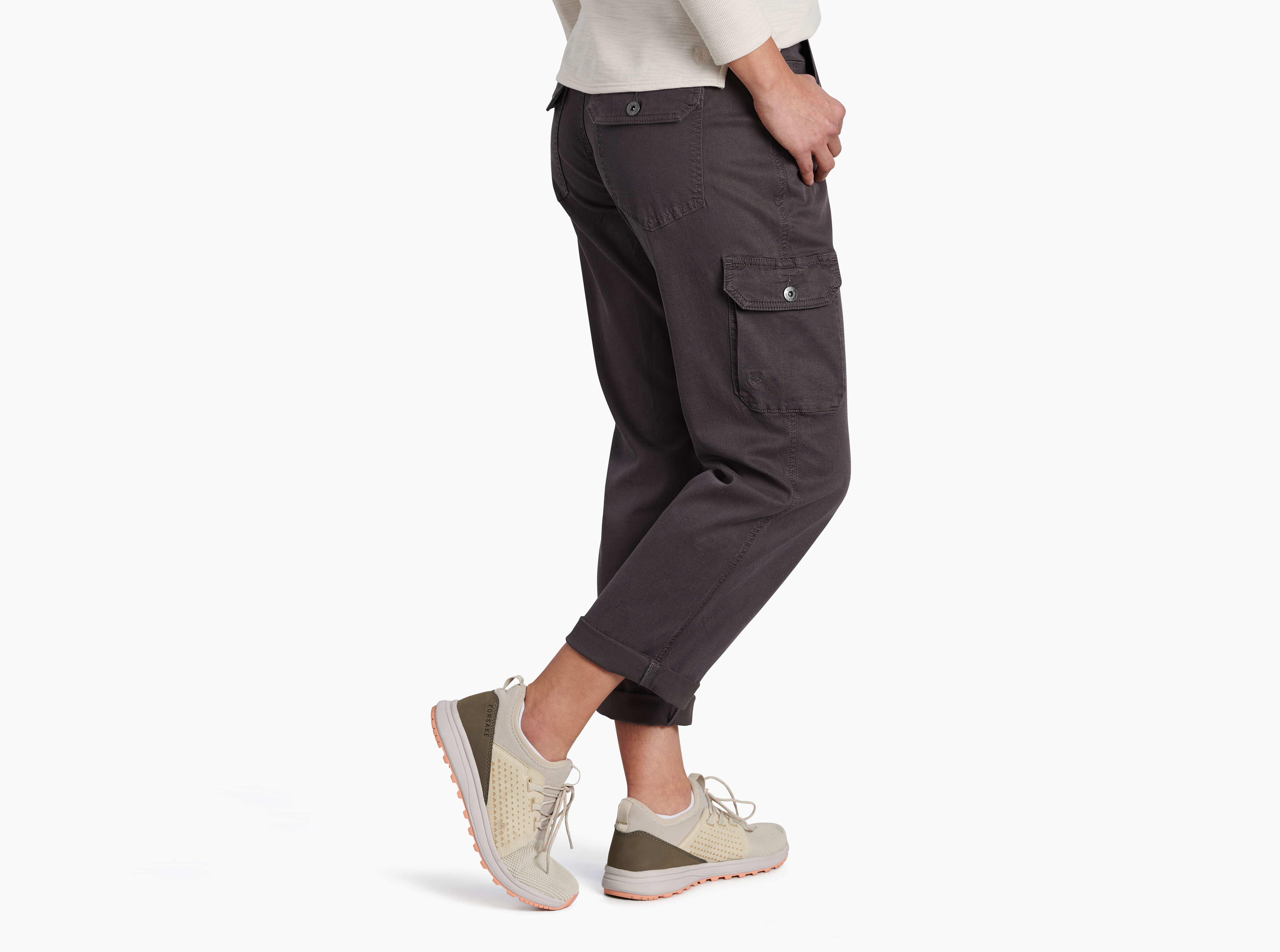 KUHL Mova Pants heathered grey elastic waistband cargo pocket. 8