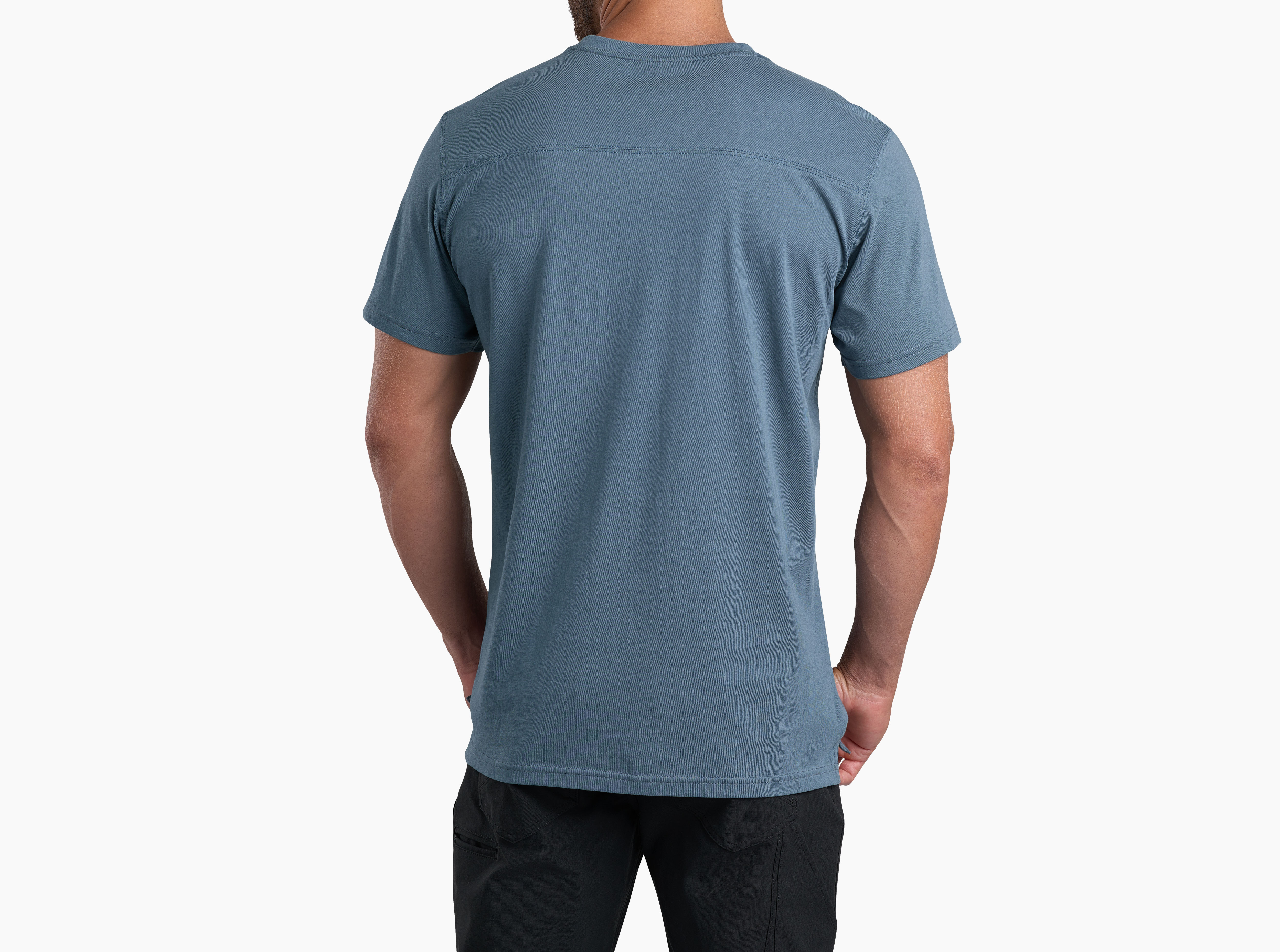 Kuhl Men's Small Short Sleeve Mountain Theme T-Shirt Blue Solid Organic  Cotton 