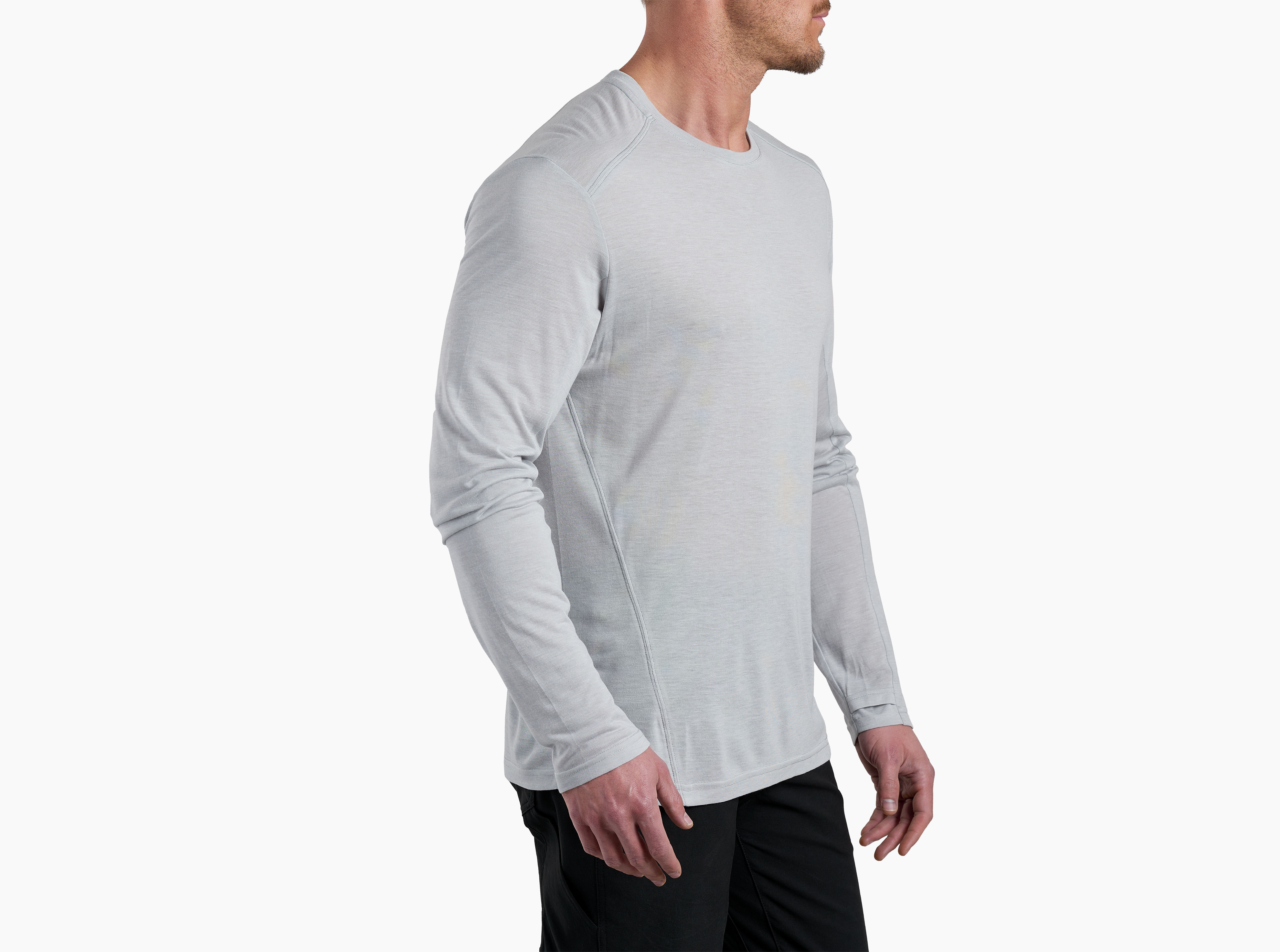 Mens Clothing  Velocity Ultra Long Sleeve Top - Pebble Grey